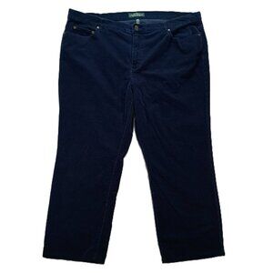 Lauren Ralph Lauren Corduroy Pant Women Plus 44x27, Tag 22W Navy Blue Stretch